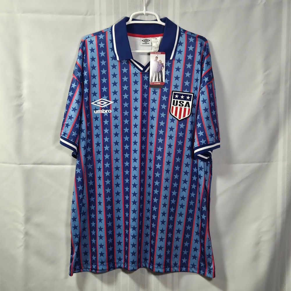 Umbro Soccer Jersey Mens XL Blue USA Stars Stripes United States UMBR020AUYSCP24